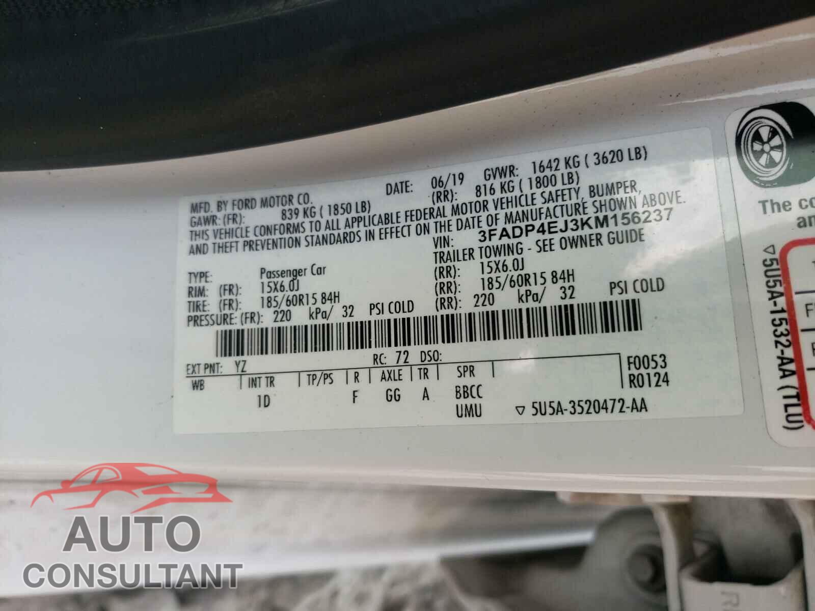 FORD FIESTA 2019 - 3FADP4EJ3KM156237