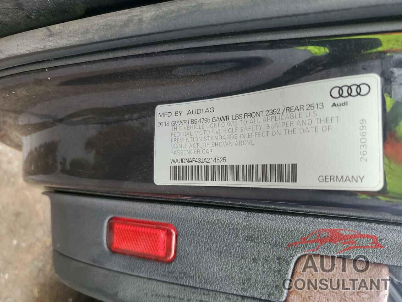 AUDI A4 2018 - WAUDNAF43JA214525