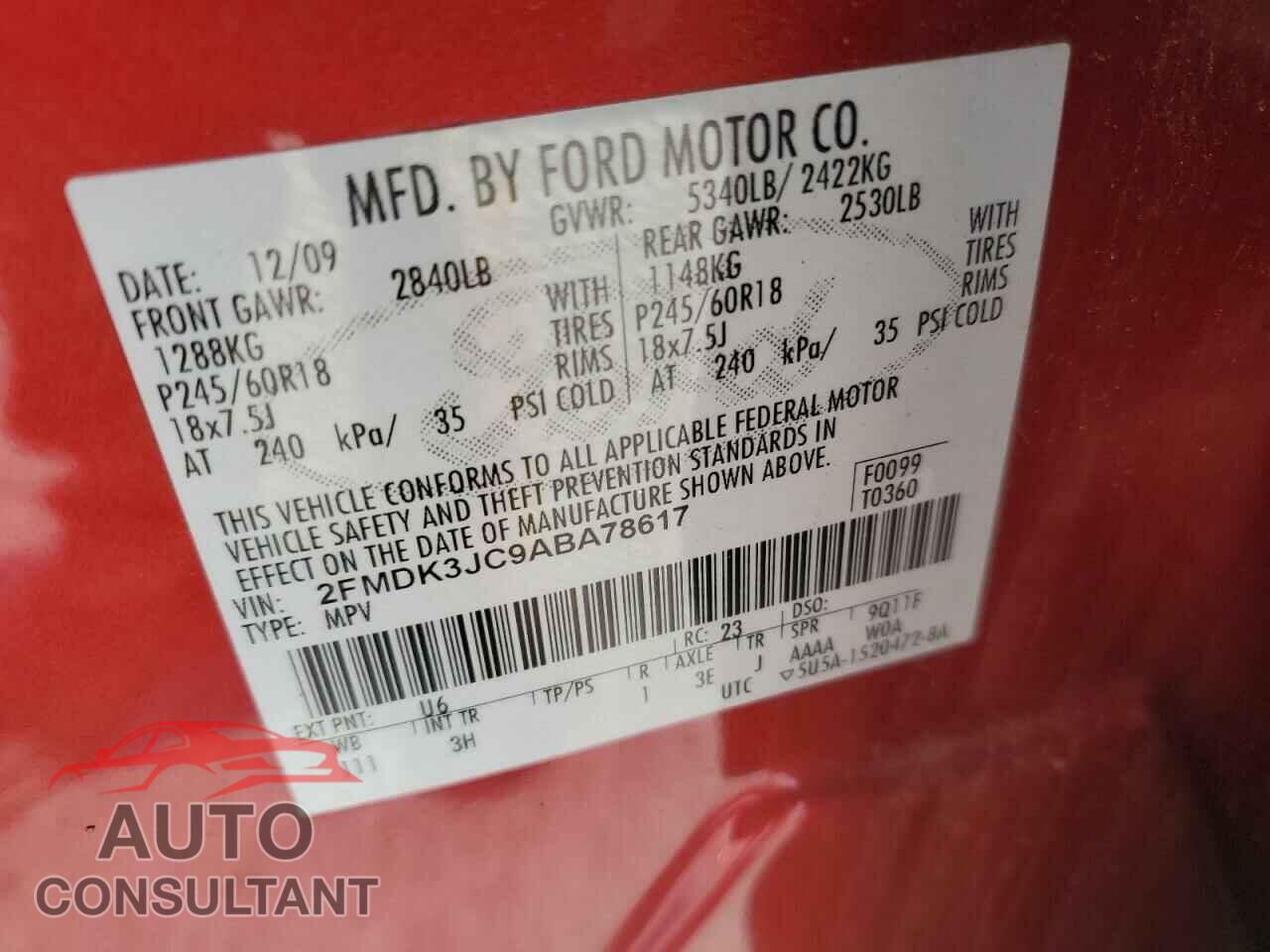 FORD EDGE 2010 - 2FMDK3JC9ABA78617