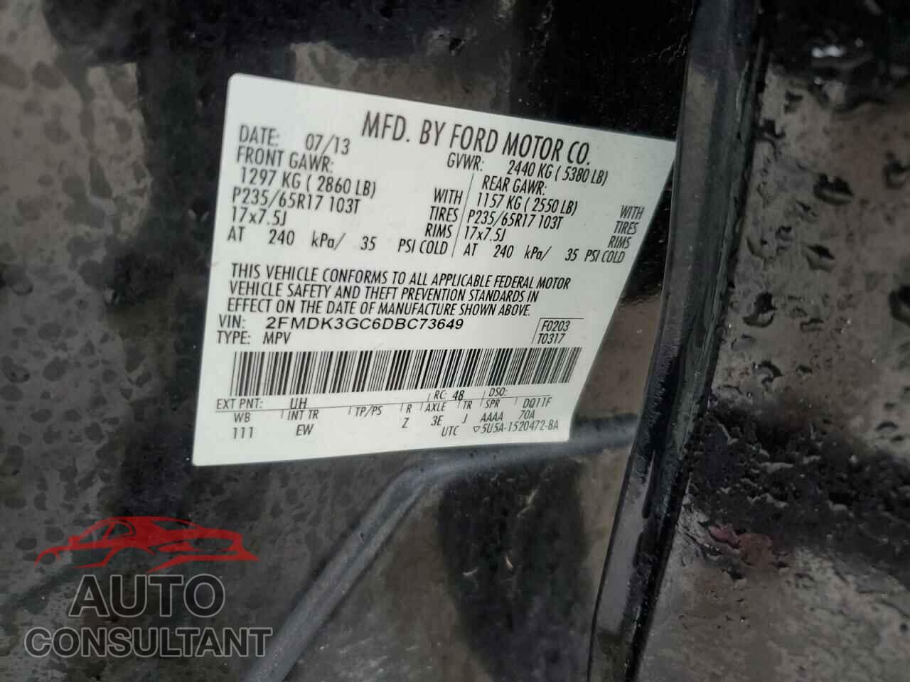 FORD EDGE 2013 - 2FMDK3GC6DBC73649