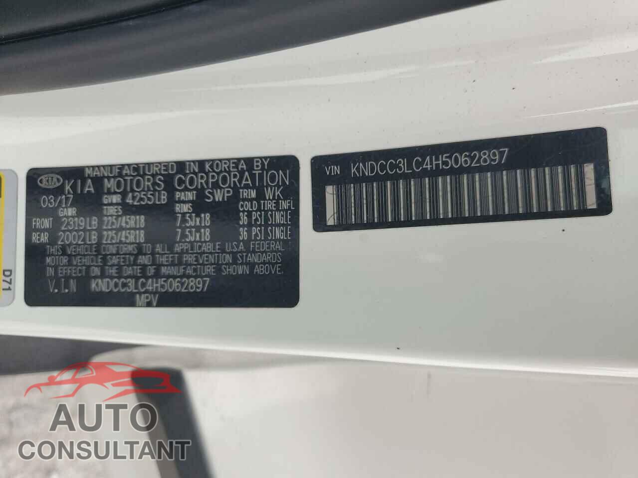 KIA NIRO 2017 - KNDCC3LC4H5062897