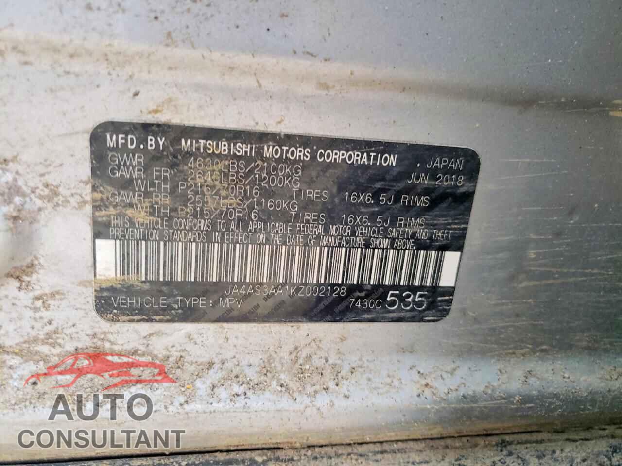 MITSUBISHI ECLIPSE 2019 - JA4AS3AA1KZ002128