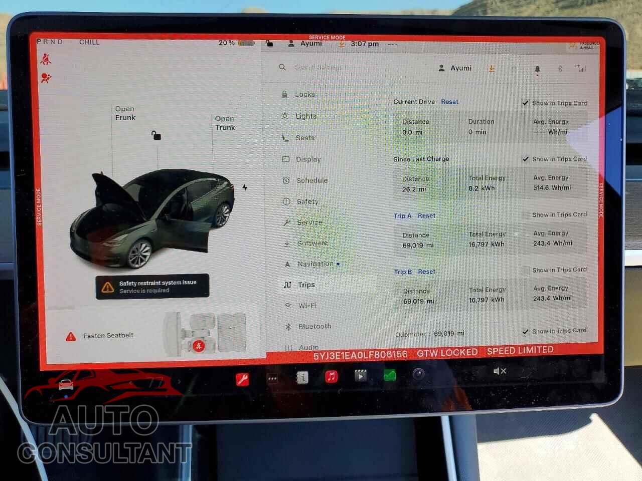 TESLA MODEL 3 2020 - 5YJ3E1EA0LF806156