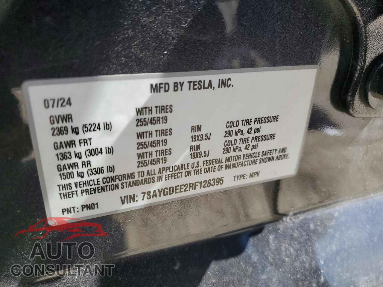 TESLA MODEL Y 2024 - 7SAYGDEE2RF128395