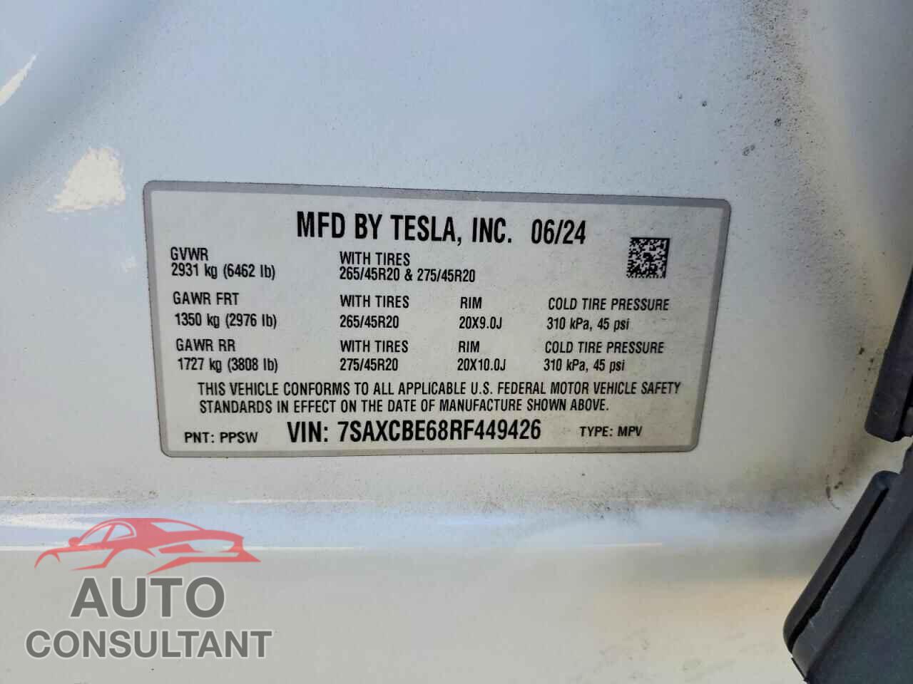 TESLA MODEL X 2024 - 7SAXCBE68RF449426