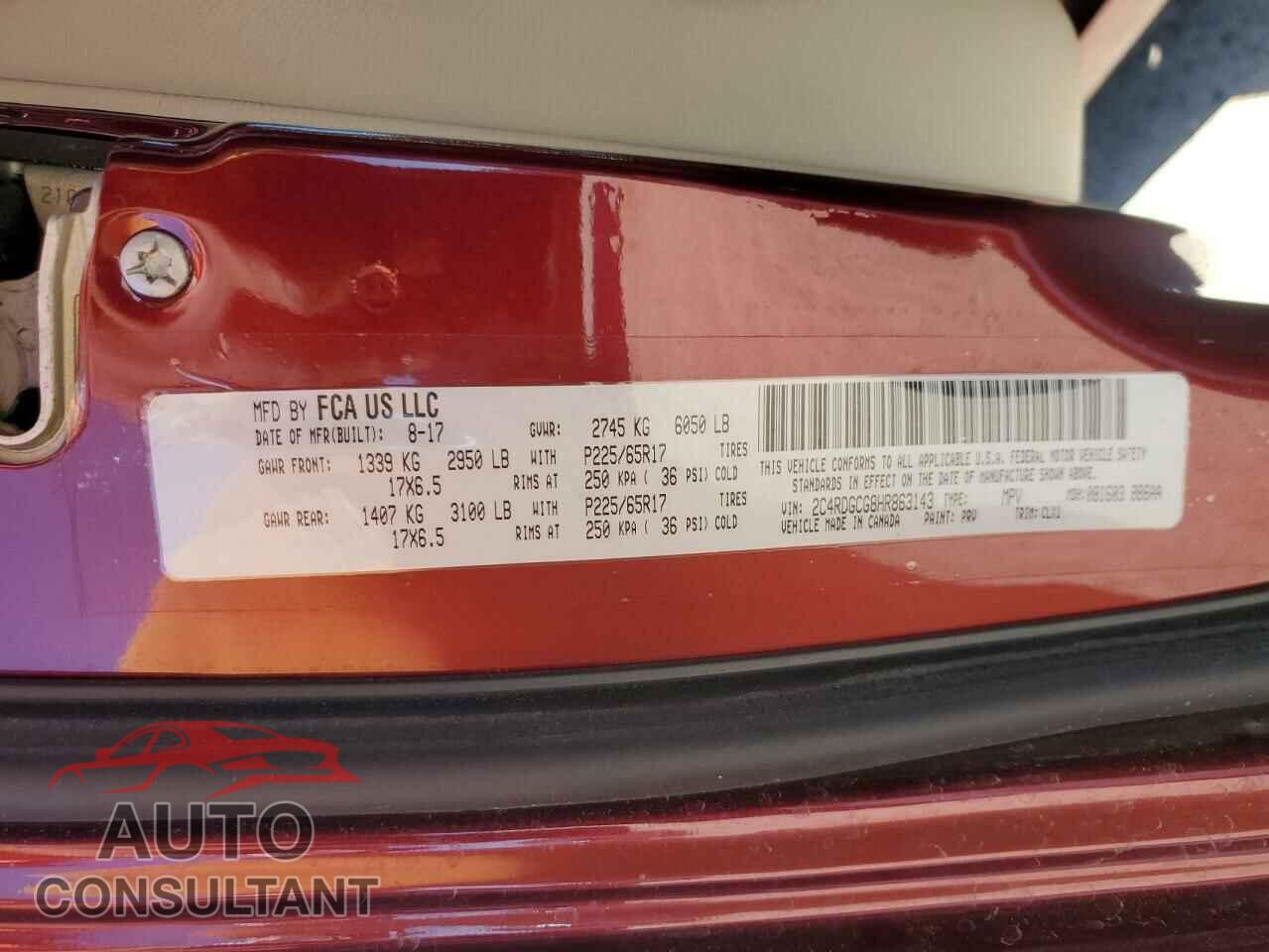 DODGE CARAVAN 2017 - 2C4RDGCG8HR863143