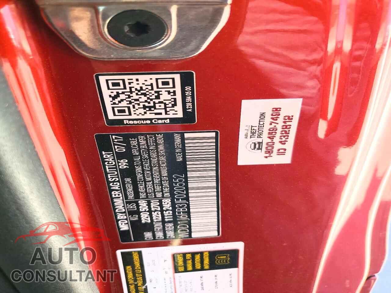 MERCEDES-BENZ E-CLASS 2018 - WDD1J6FB3JF020552