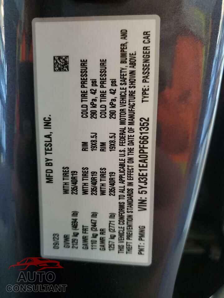 TESLA MODEL 3 2023 - 5YJ3E1EA0PF661352