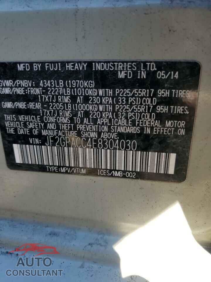 SUBARU XV 2014 - JF2GPACC4E8304030