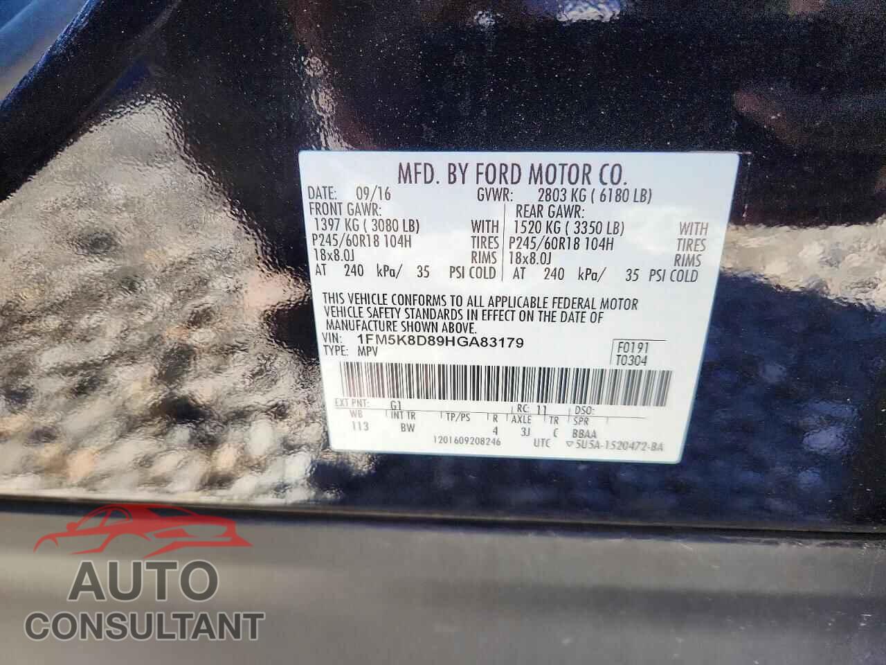 FORD EXPLORER 2017 - 1FM5K8D89HGA83179
