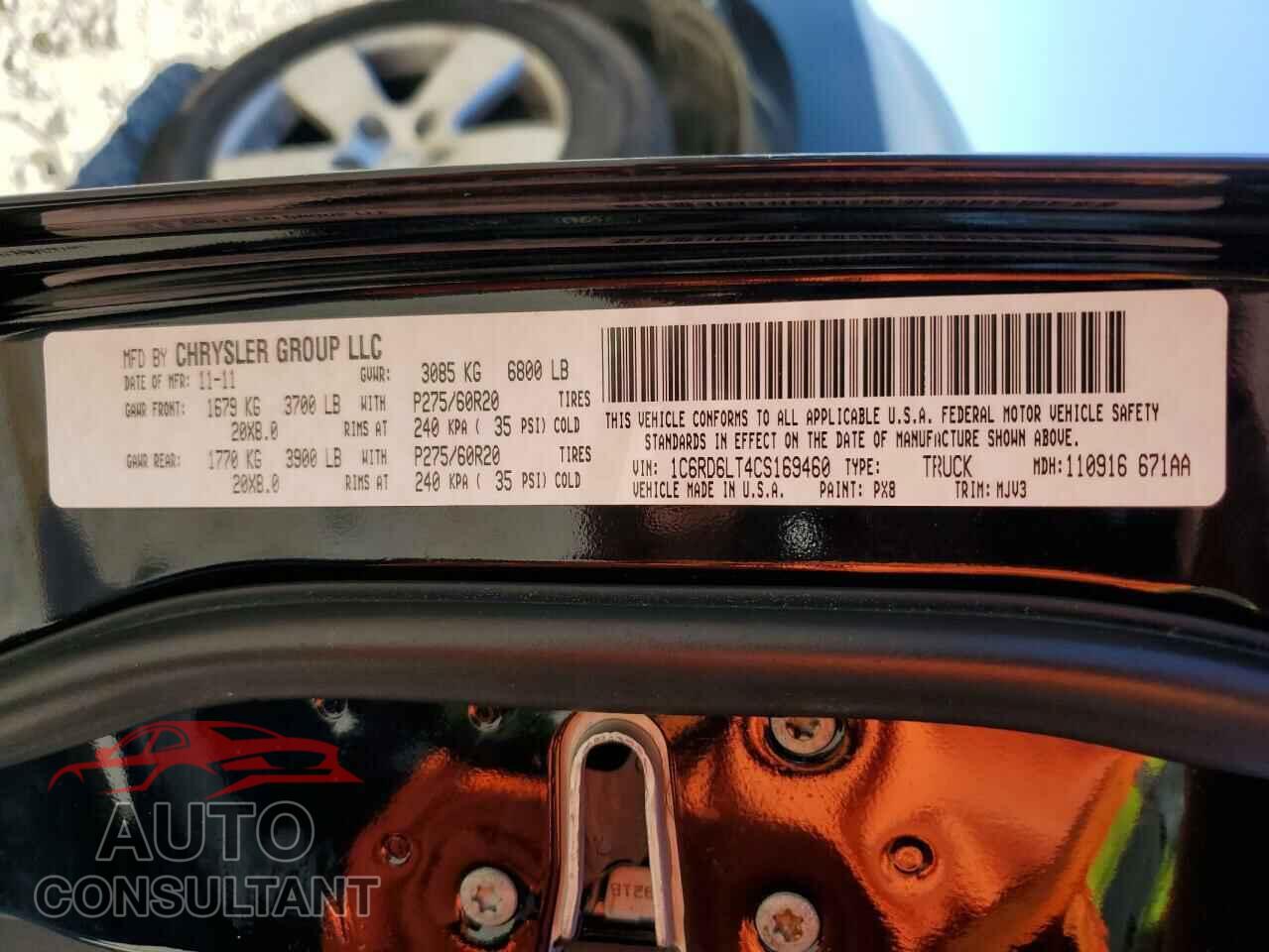 DODGE RAM 1500 2012 - 1C6RD6LT4CS169460