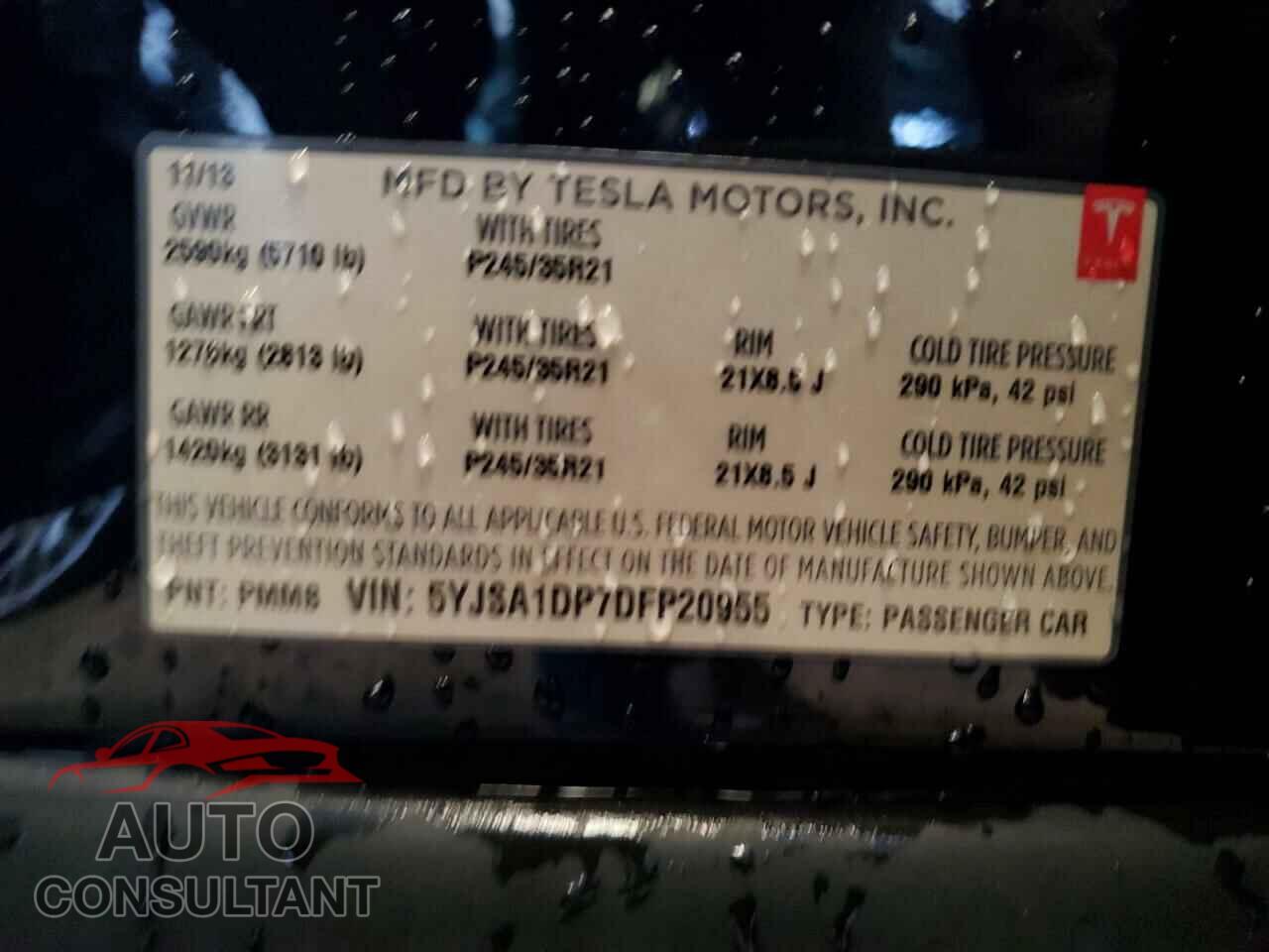 TESLA MODEL S 2013 - 5YJSA1DP7DFP20955
