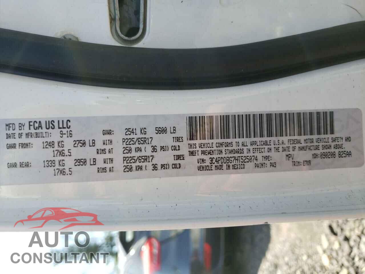 DODGE JOURNEY 2017 - 3C4PDDBG7HT525074