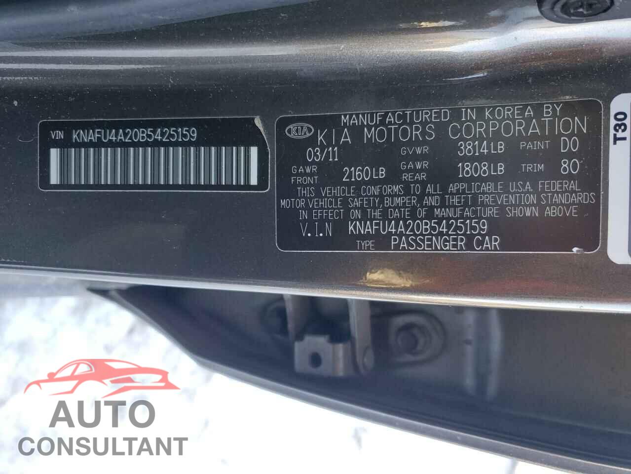 KIA FORTE 2011 - KNAFU4A20B5425159