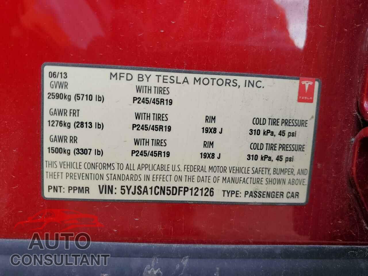 TESLA MODEL S 2013 - 5YJSA1CN5DFP12126