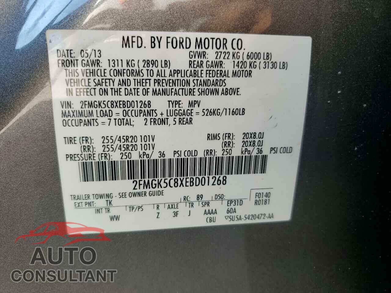 FORD FLEX 2014 - 2FMGK5C8XEBD01268