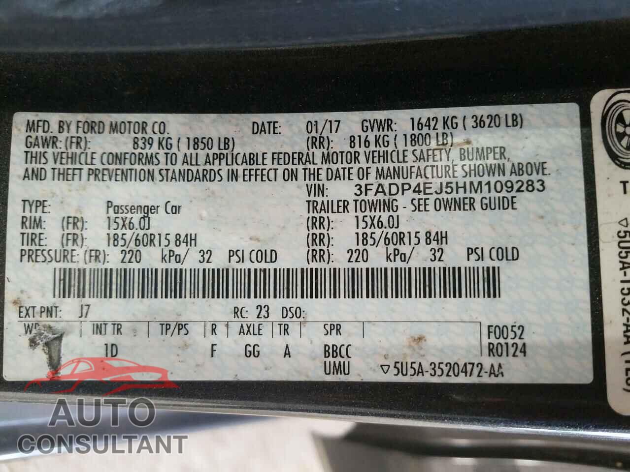 FORD FIESTA 2017 - 3FADP4EJ5HM109283