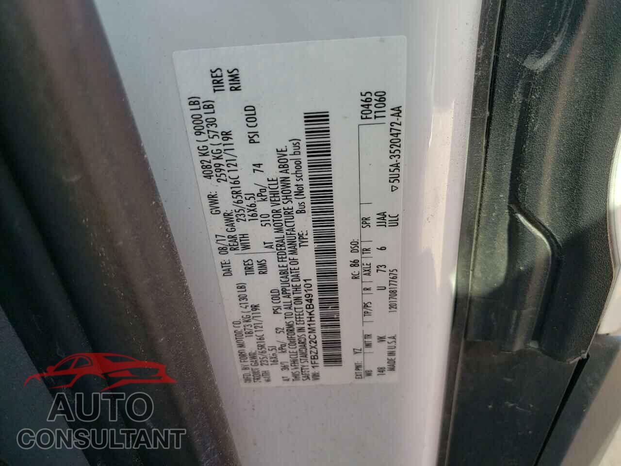 FORD TRANSIT CO 2017 - 1FBZX2CM1HKB49101