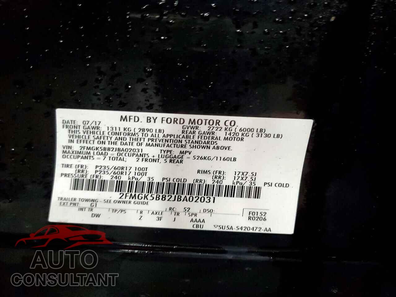 FORD FLEX 2018 - 2FMGK5B82JBA02031