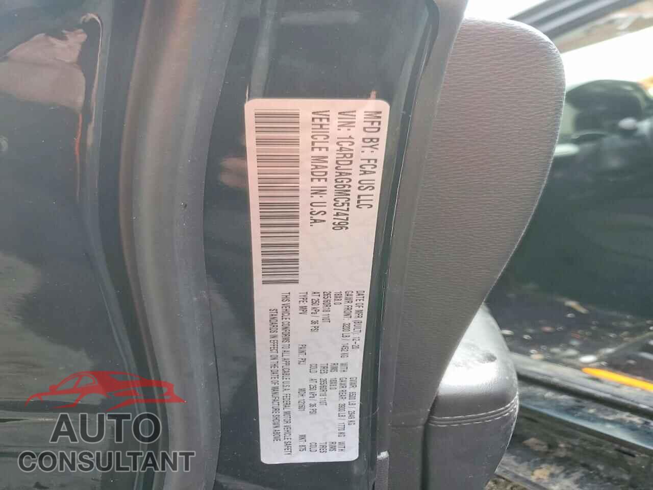DODGE DURANGO 2021 - 1C4RDJAG6MC574796