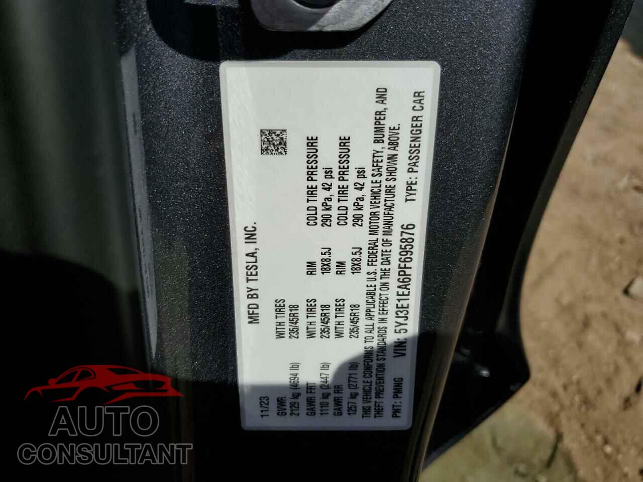 TESLA MODEL 3 2023 - 5YJ3E1EA6PF695876
