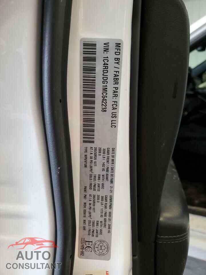 DODGE DURANGO 2021 - 1C4RDJDG1MC642238