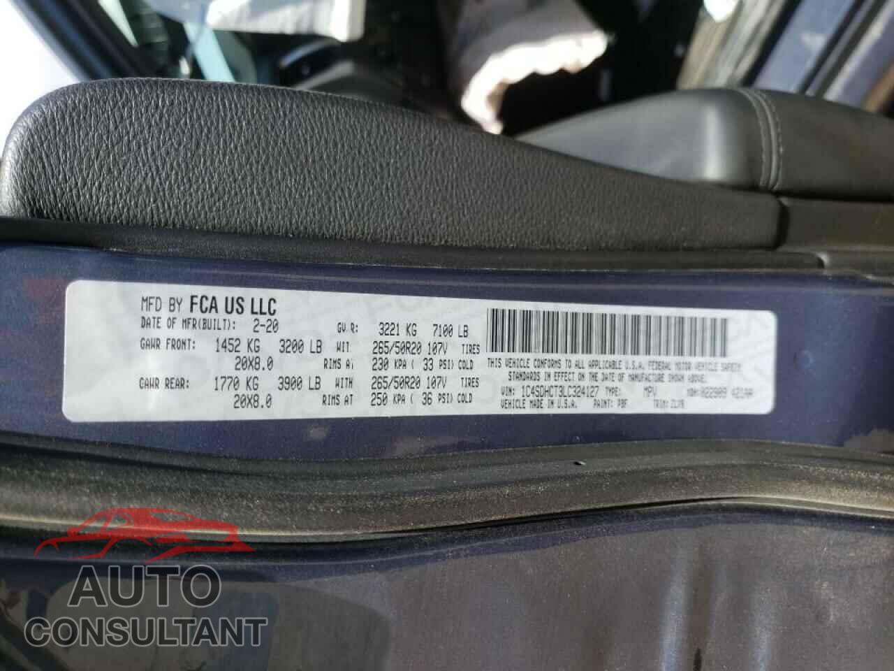 DODGE DURANGO 2020 - 1C4SDHCT3LC324127