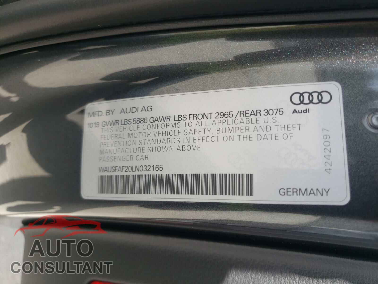 AUDI S7/RS7 2020 - WAUSFAF20LN032165