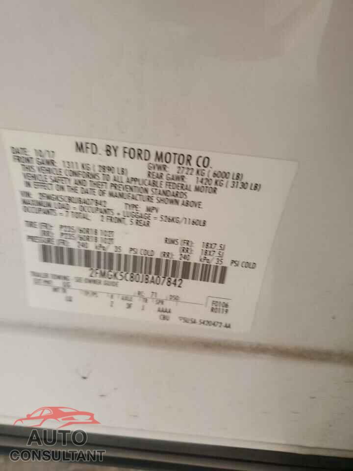 FORD FLEX 2018 - 2FMGK5C80JBA07842