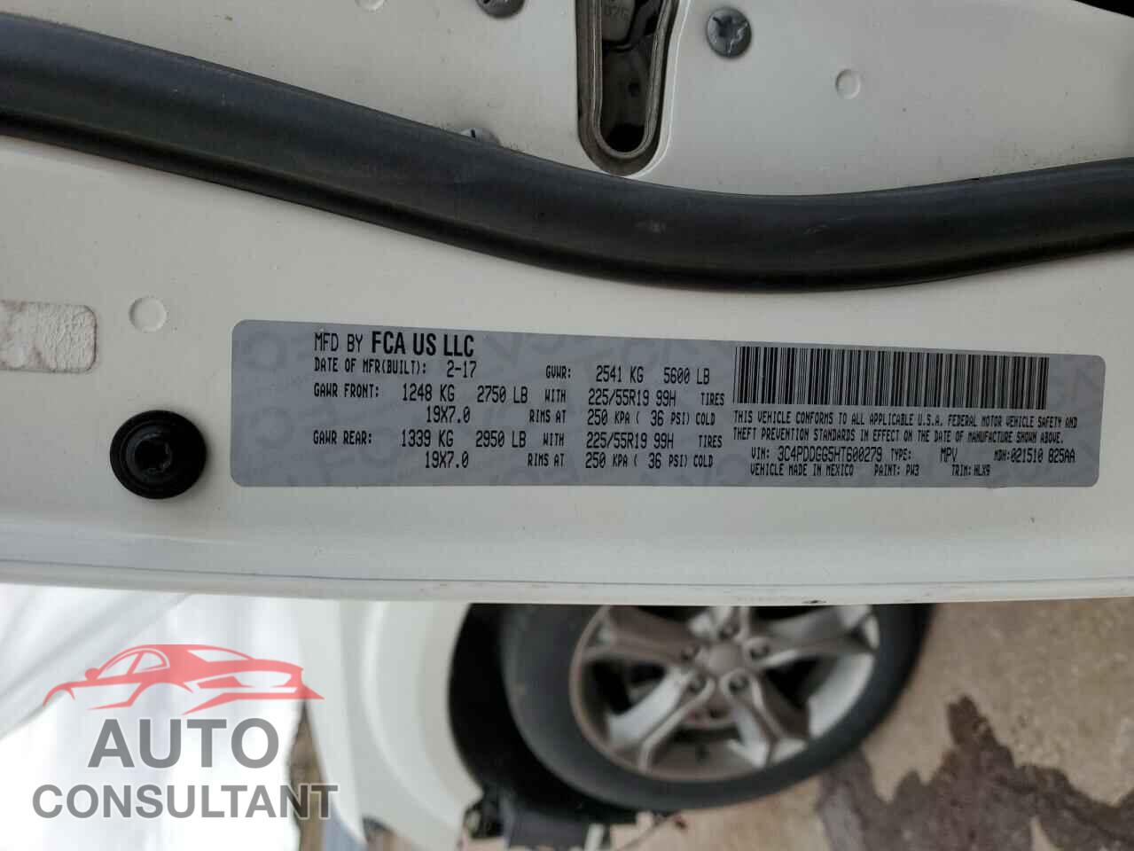DODGE JOURNEY 2017 - 3C4PDDGG5HT600279