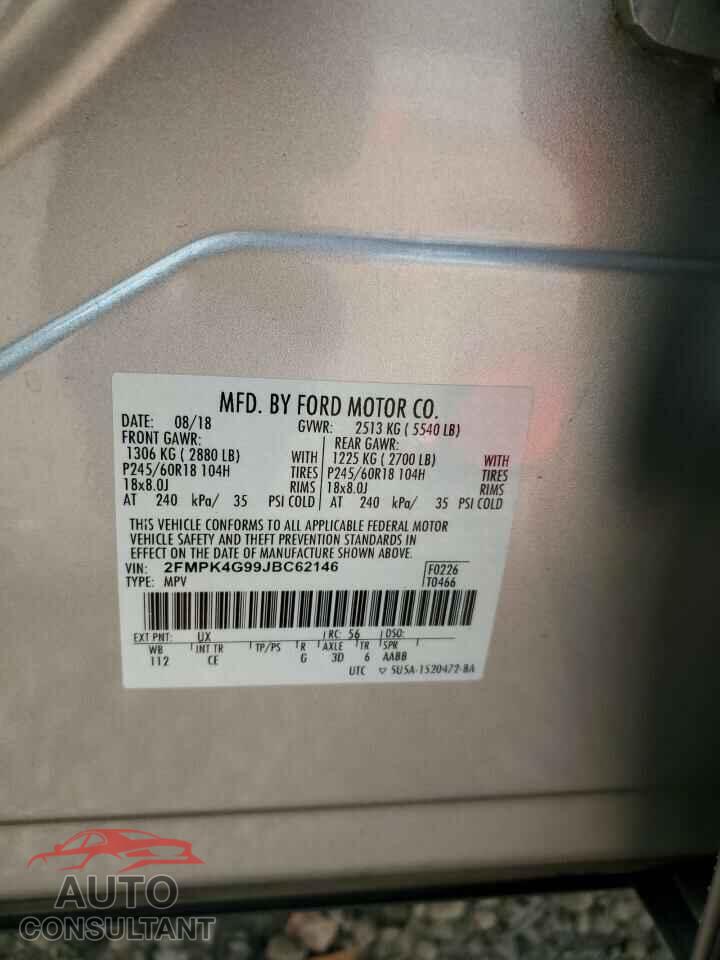FORD EDGE 2018 - 2FMPK4G99JBC62146