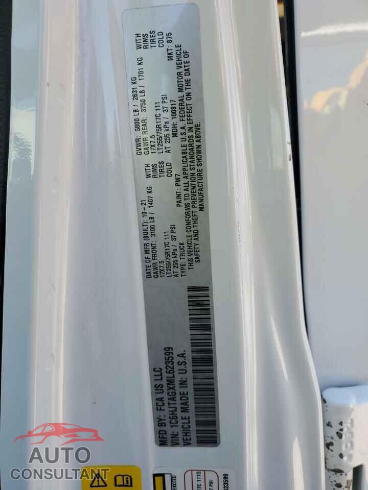 JEEP GLADIATOR 2021 - 1C6HJTAGXML623599