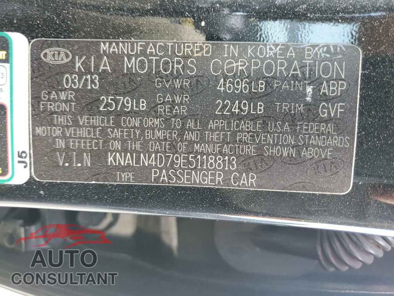 KIA CADENZA 2014 - KNALN4D79E5118813