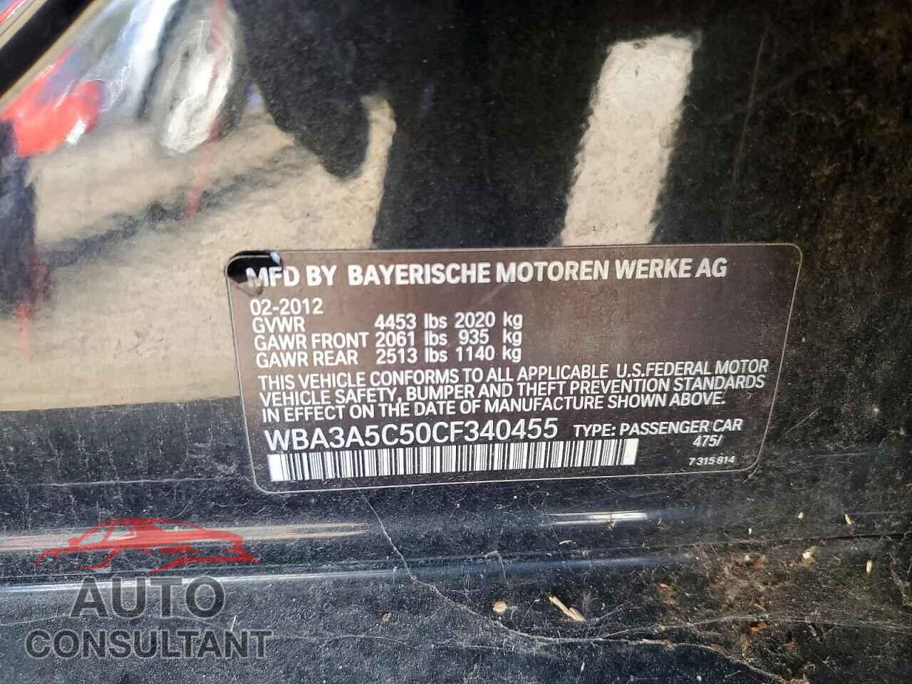 BMW 3 SERIES 2012 - WBA3A5C50CF340455