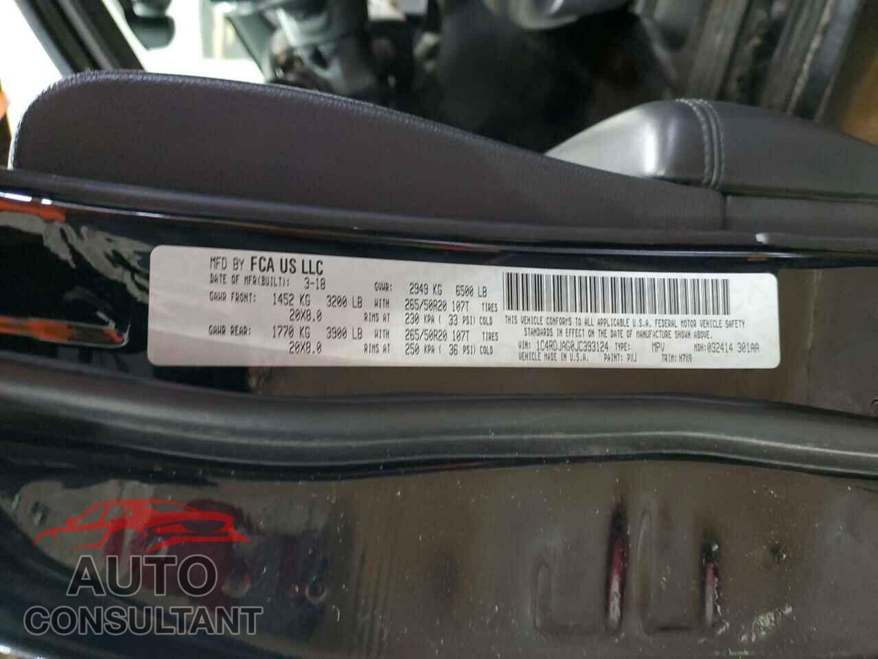 DODGE DURANGO 2018 - 1C4RDJAG0JC393124