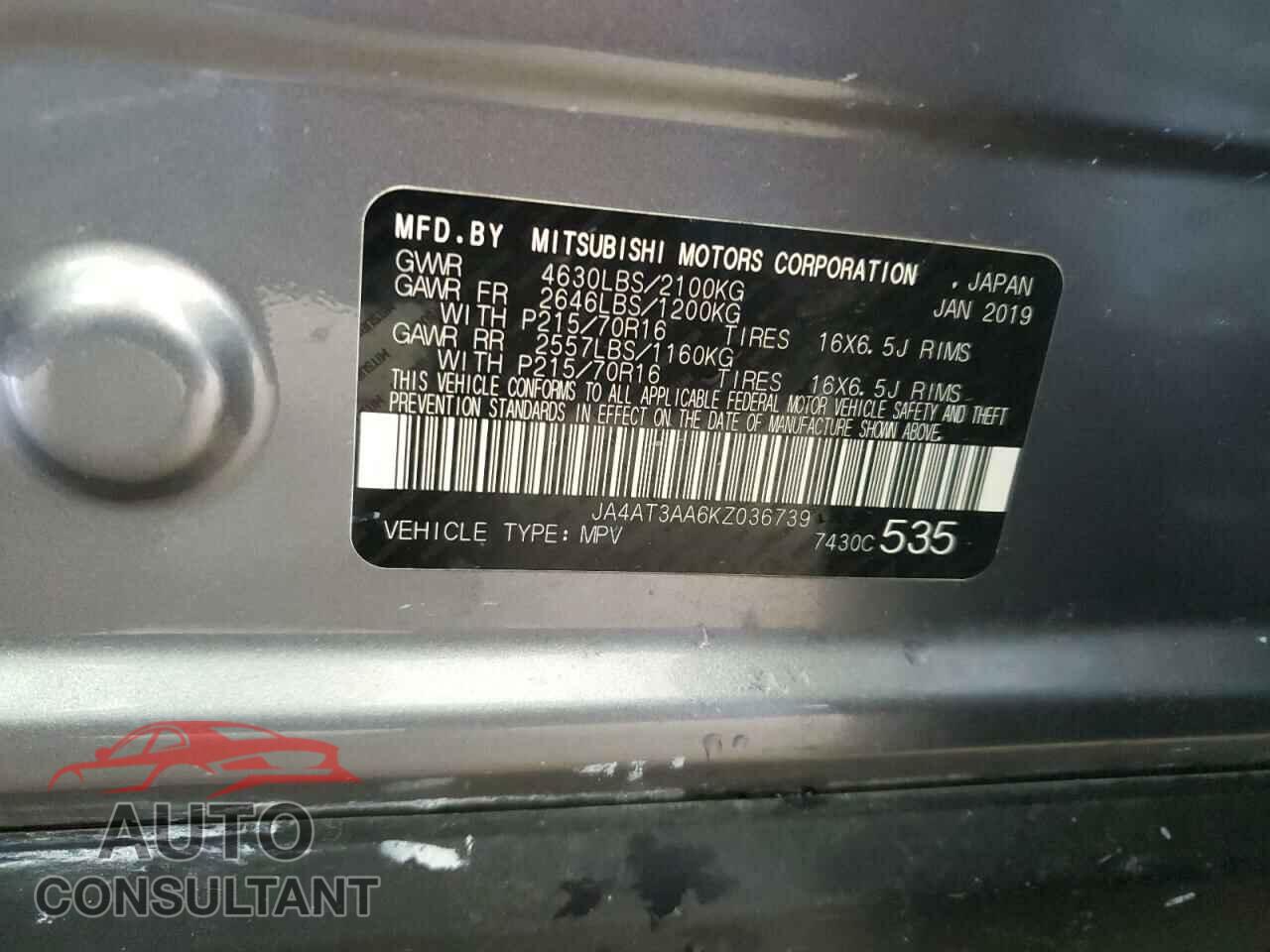 MITSUBISHI ECLIPSE 2019 - JA4AT3AA6KZ036739