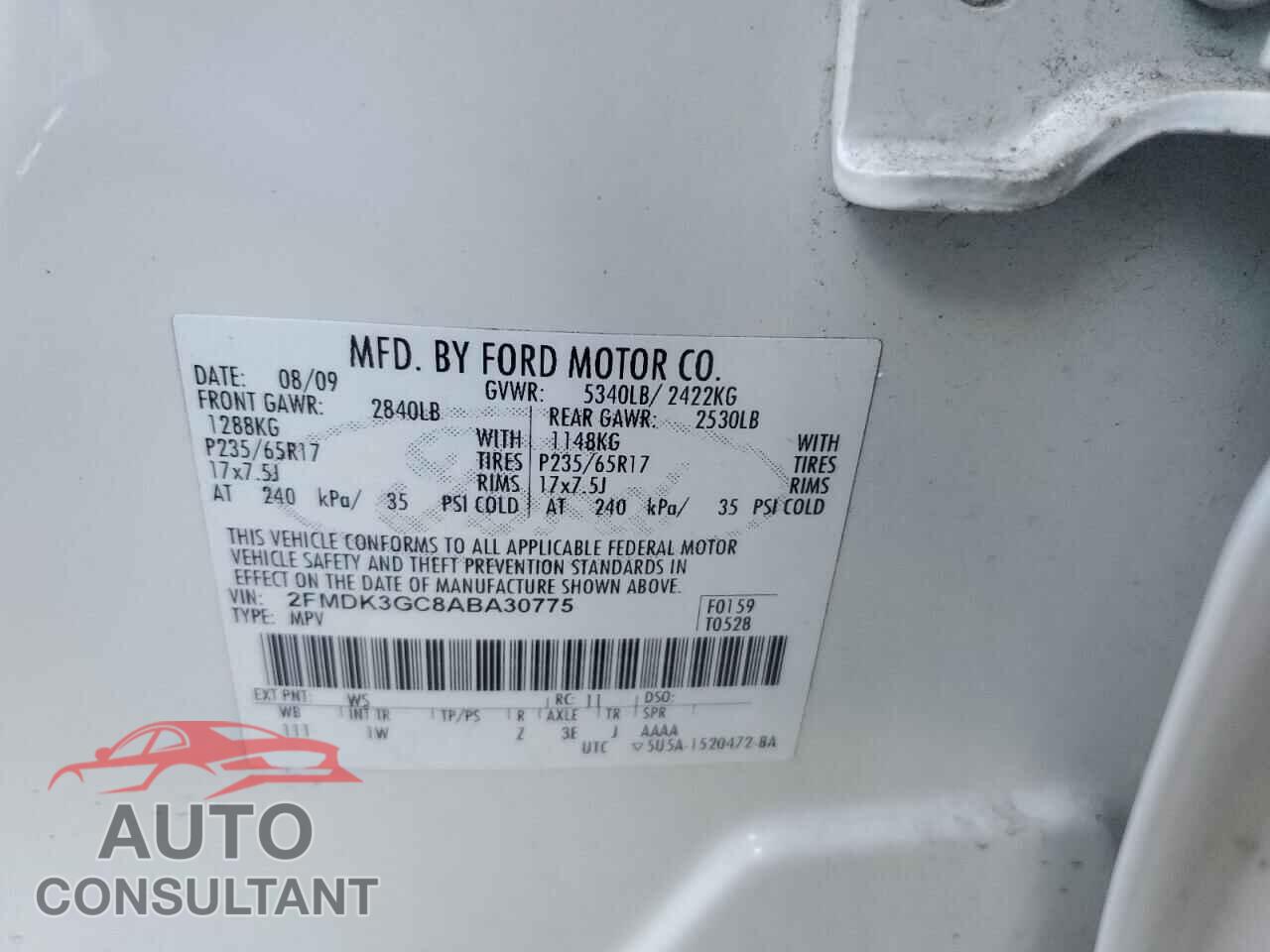 FORD EDGE 2010 - 2FMDK3GC8ABA30775