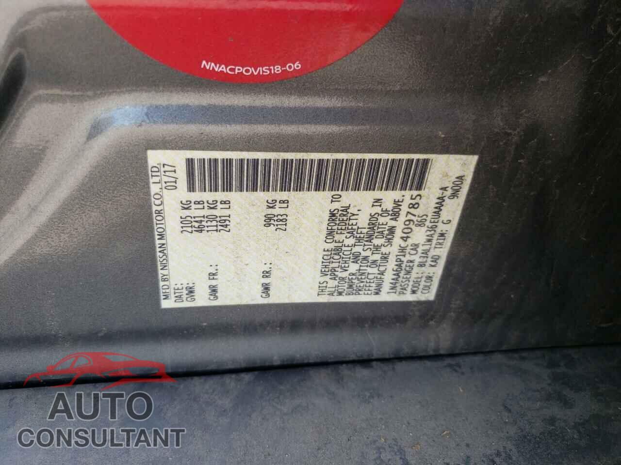 NISSAN MAXIMA 2017 - 1N4AA6AP1HC409785
