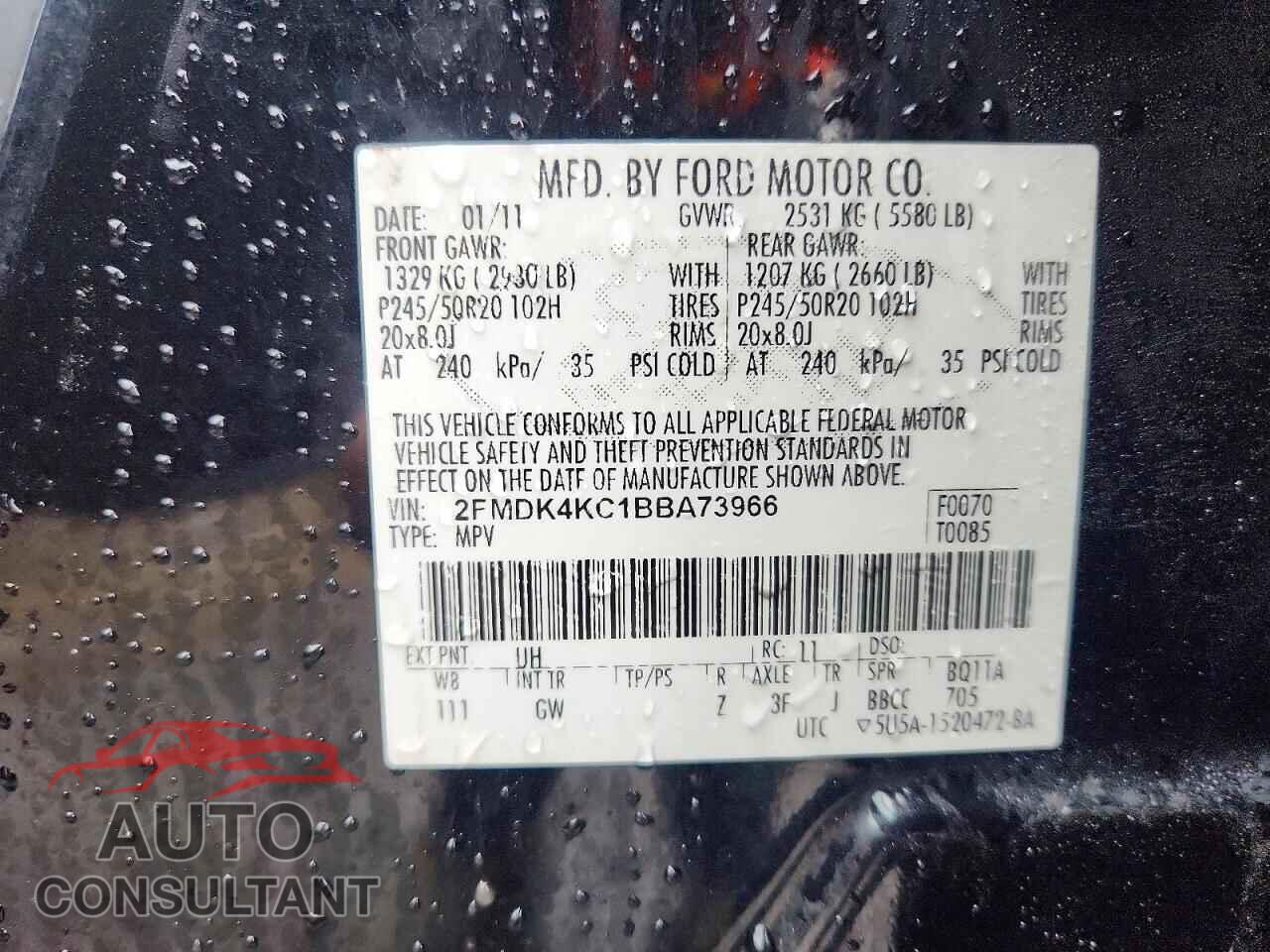 FORD EDGE 2011 - 2FMDK4KC1BBA73966