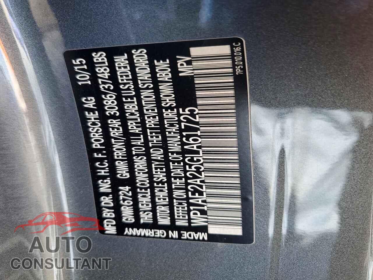 PORSCHE CAYENNE 2016 - WP1AE2A25GLA61725