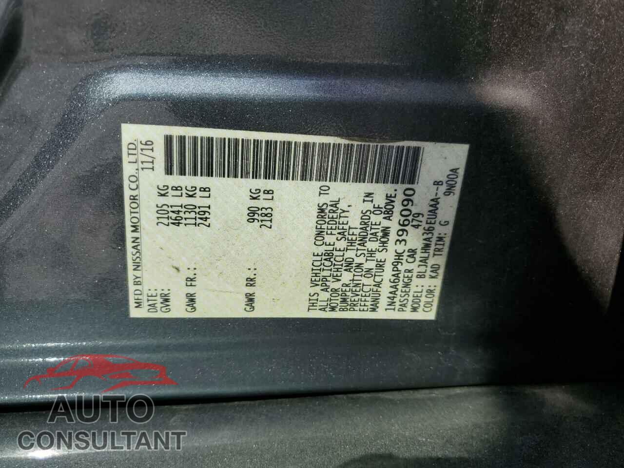 NISSAN MAXIMA 2017 - 1N4AA6AP9HC396090