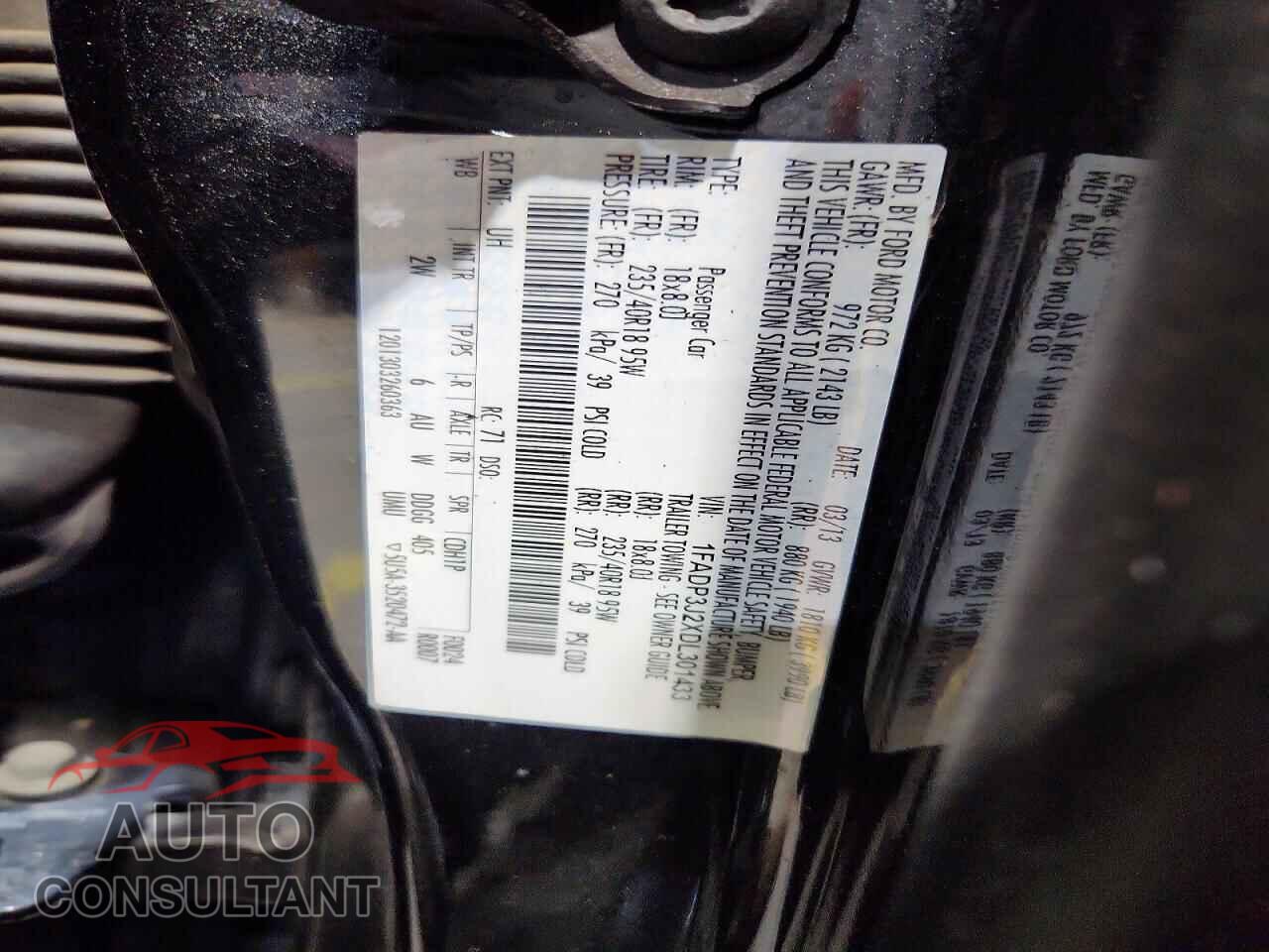 FORD FOCUS 2013 - 1FADP3J2XDL301433