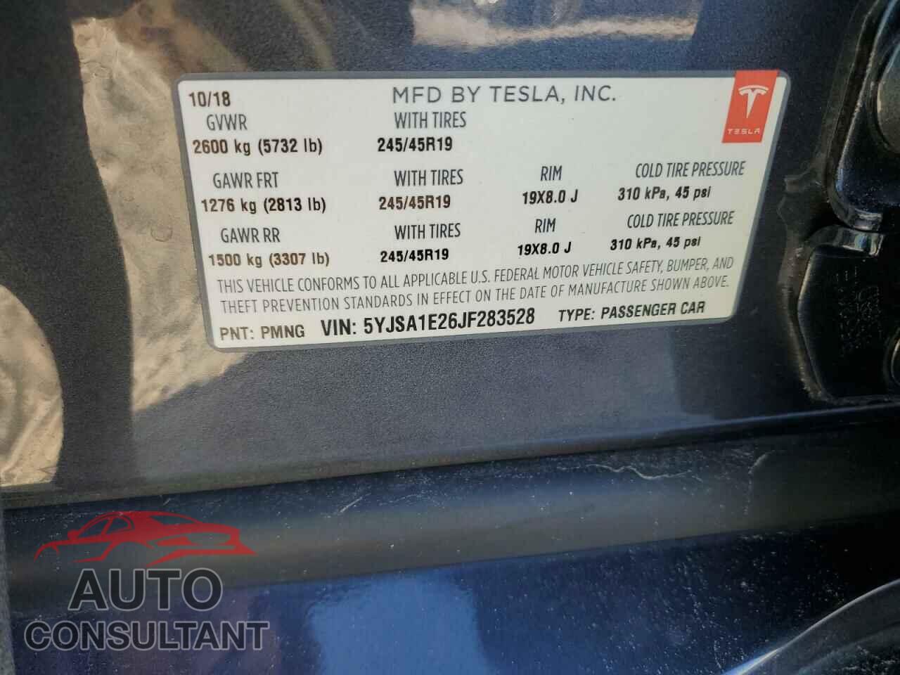 TESLA MODEL S 2018 - 5YJSA1E26JF283528