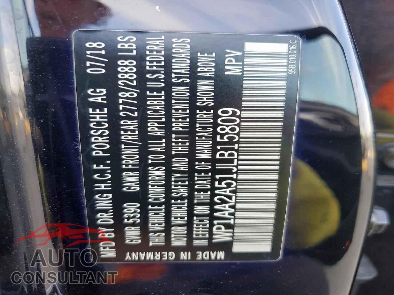 PORSCHE MACAN 2018 - WP1AA2A51JLB15809