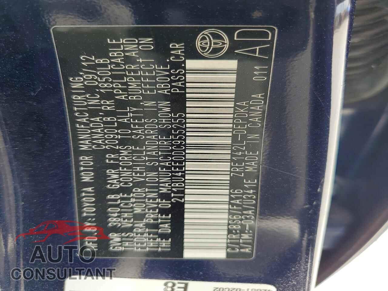 TOYOTA COROLLA 2013 - 2T1BU4EE0DC955255