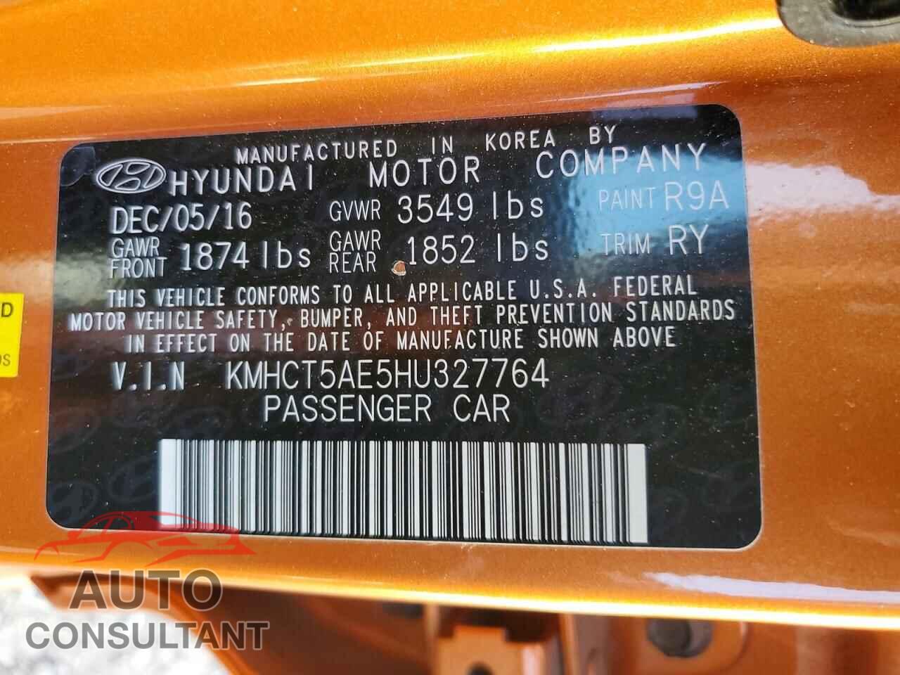 HYUNDAI ACCENT 2017 - KMHCT5AE5HU327764
