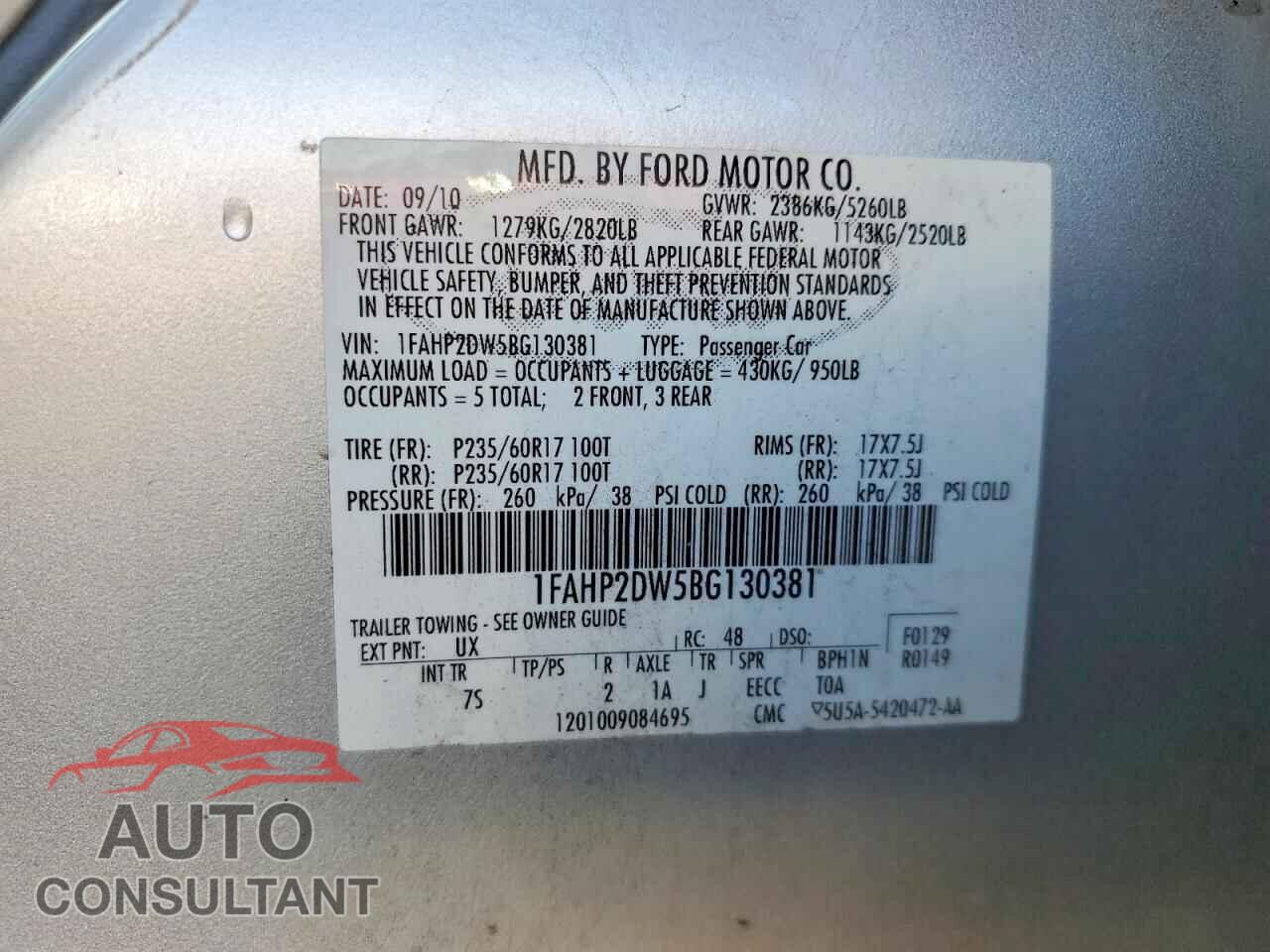 FORD TAURUS 2011 - 1FAHP2DW5BG130381