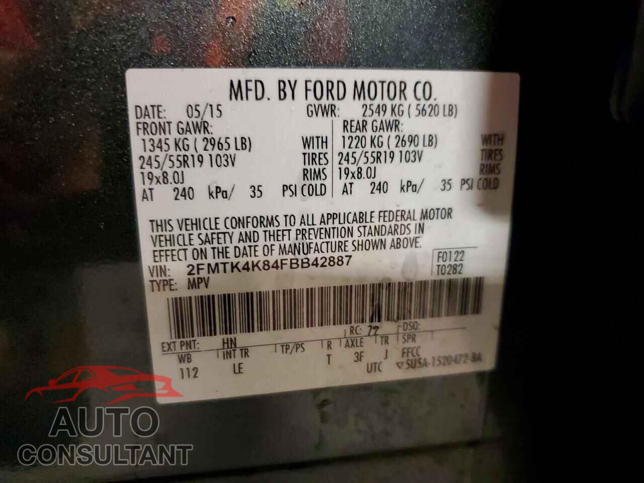 FORD EDGE 2015 - 2FMTK4K84FBB42887