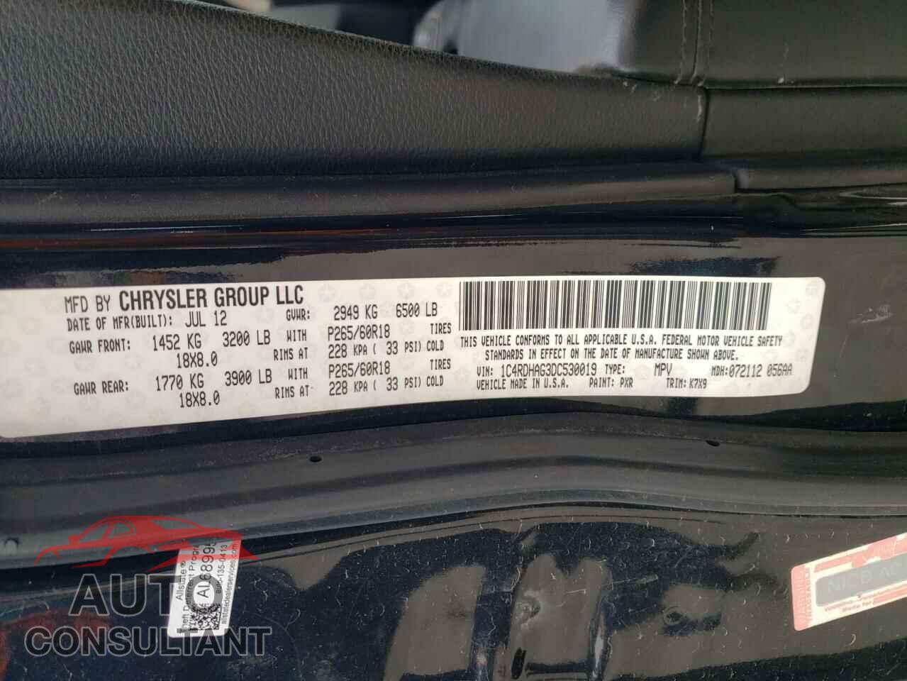 DODGE DURANGO 2013 - 1C4RDHAG3DC530019