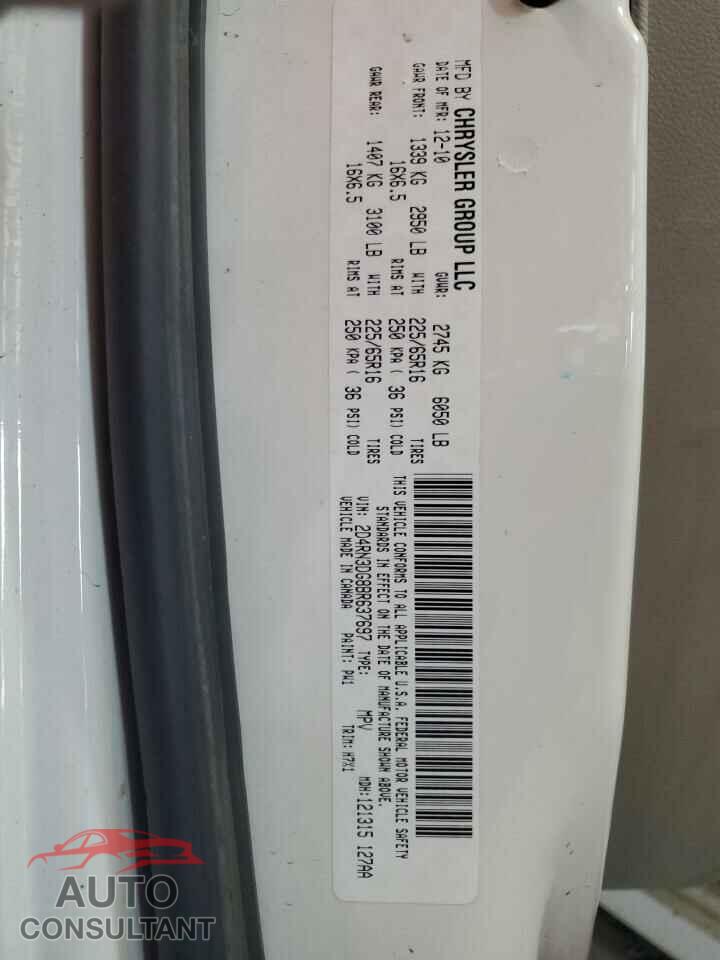 DODGE CARAVAN 2011 - 2D4RN3DG8BR637697